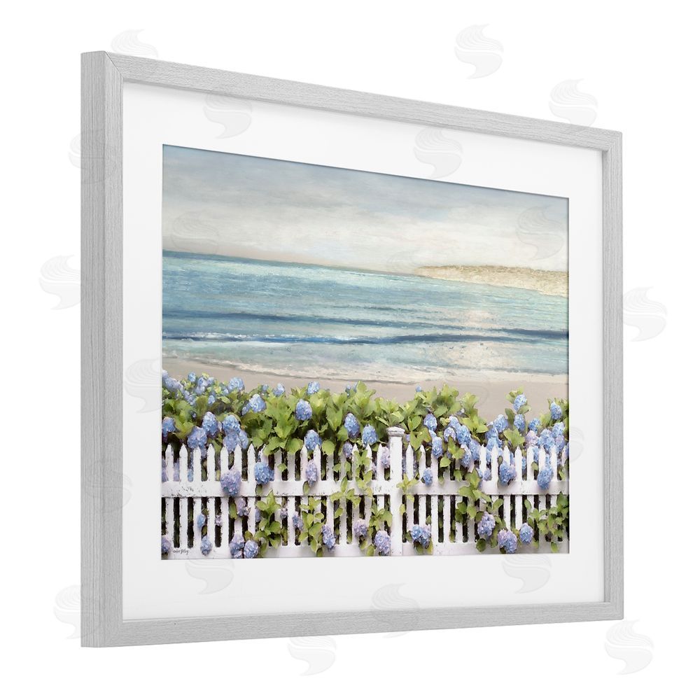 Amber Sterling Blooming Boundaries Beach Garden Gray Framed Print Under Glass with White Mat Wall Art