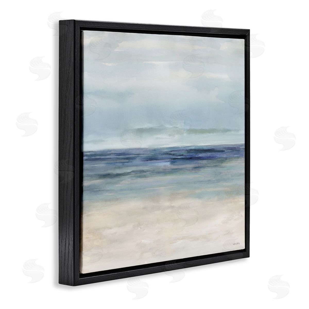 Amber Sterling Soft Aqua Coastline Black Floating Frame Canvas Wall Art Print