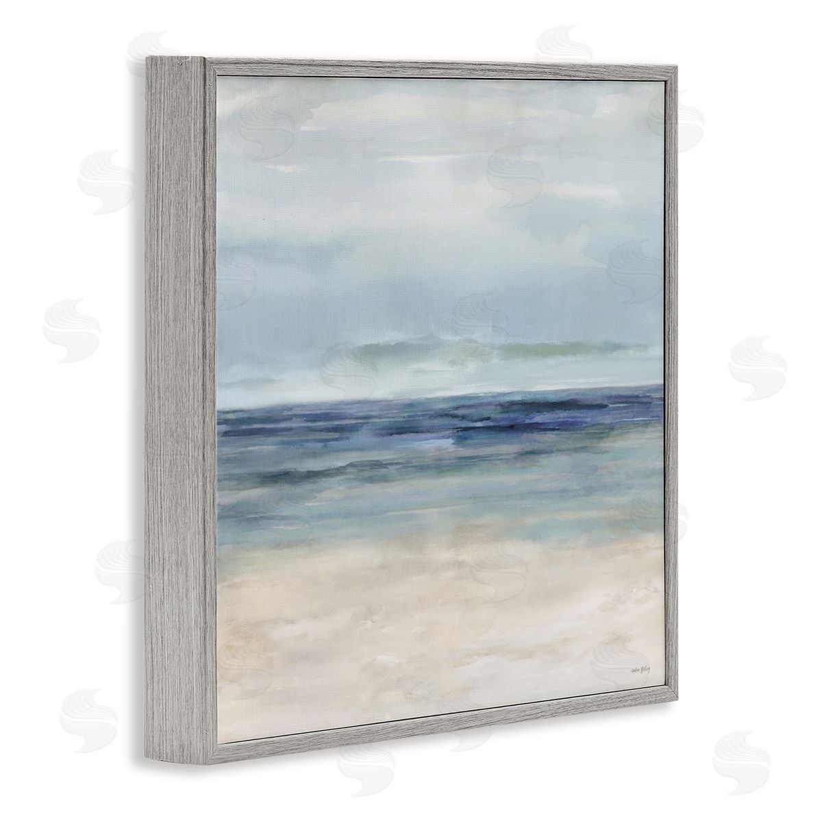 Amber Sterling Soft Aqua Coastline Gray Framed Giclee Wall Art Print