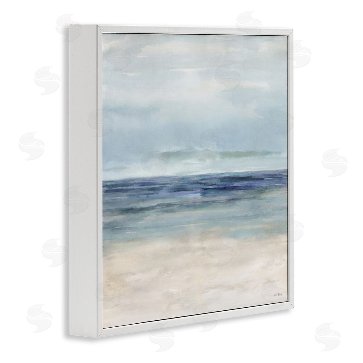 Amber Sterling Soft Aqua Coastline White Framed Giclee Wall Art Print