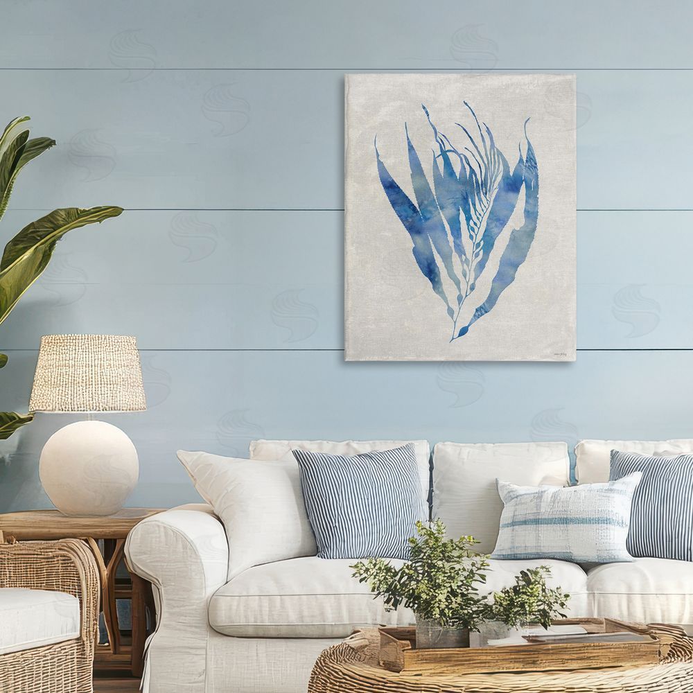 Amber Sterling Blue Silhouetted Seaweed Canvas Art on Wall