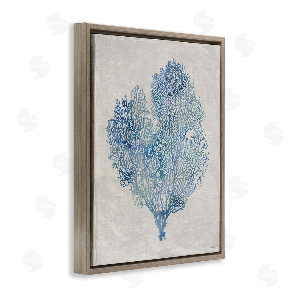 Amber Sterling Detailed Seaweed Coral Brown Floating Frame Canvas Wall Art Print
