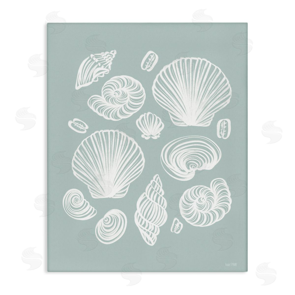 House Fenway Tossed Sea Shells Sea Foam Canvas Wall Art Print