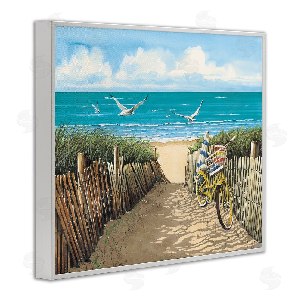 John Rossini Yellow Beach Taxi Coast White Framed Giclee Wall Art Print