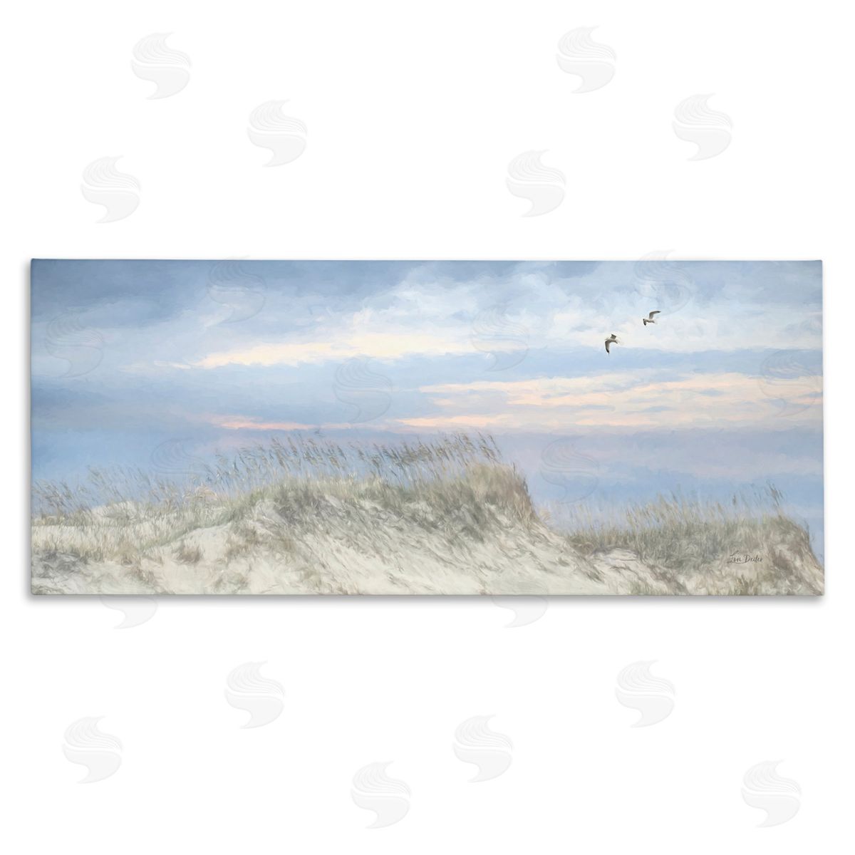 Lori Deiter Sea Gulls over Sand Dunes Canvas Wall Art Print