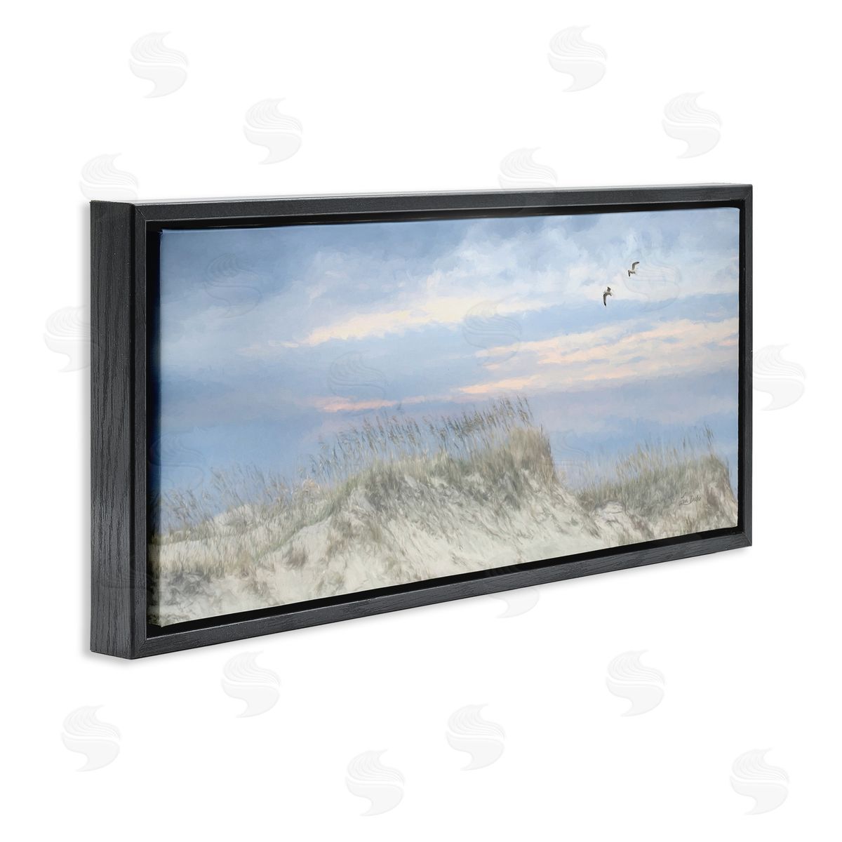 Lori Deiter Sea Gulls over Sand Dunes Black Floating Frame Canvas Wall Art Print