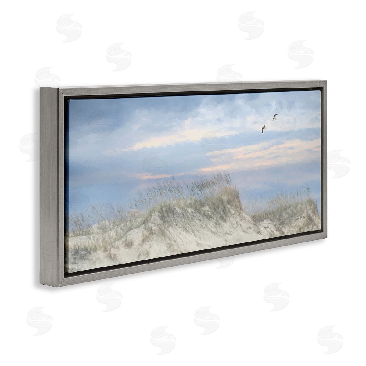 Lori Deiter Sea Gulls over Sand Dunes Gray Floating Frame Canvas Wall Art Print