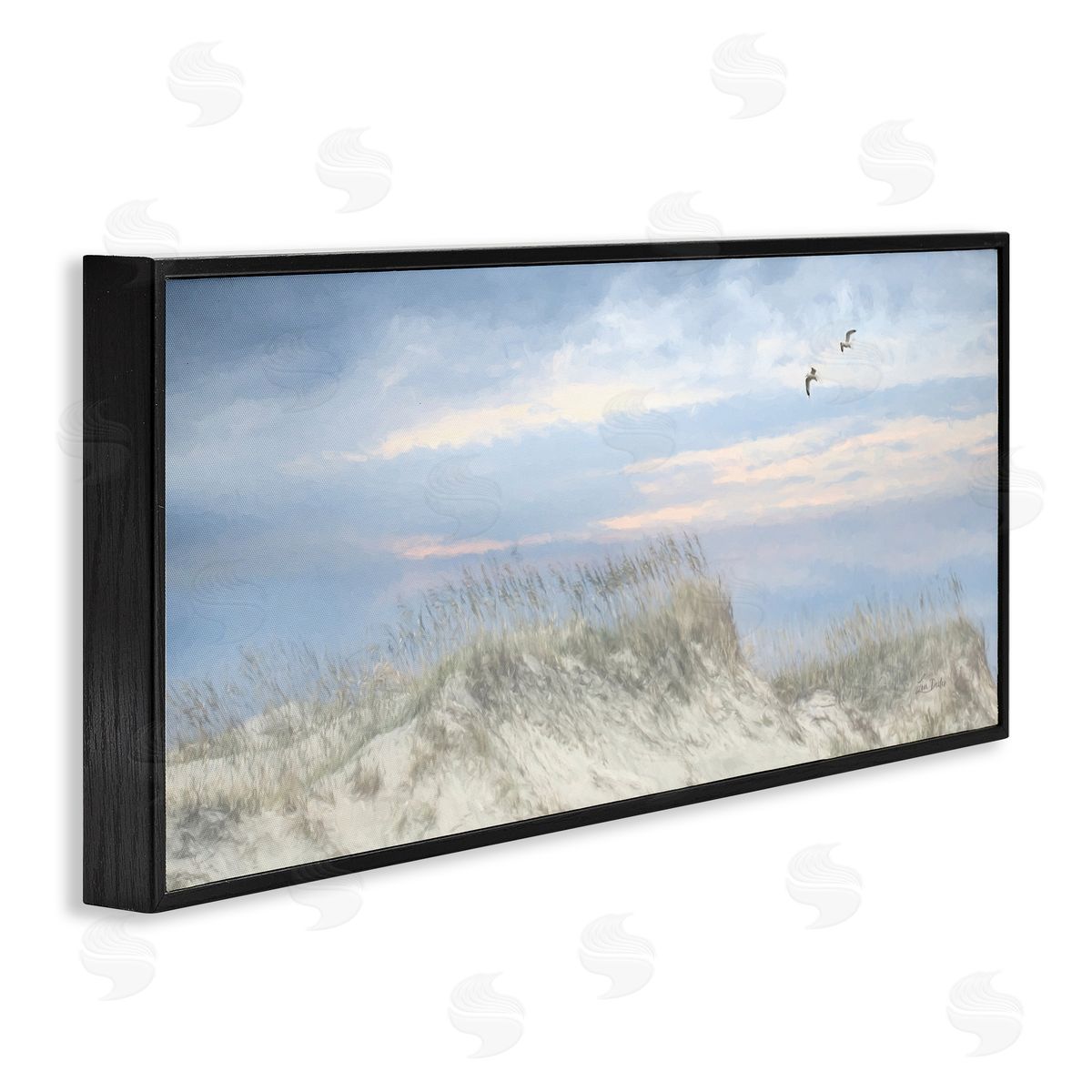 Lori Deiter Sea Gulls over Sand Dunes Black Framed Giclee Wall Art Print