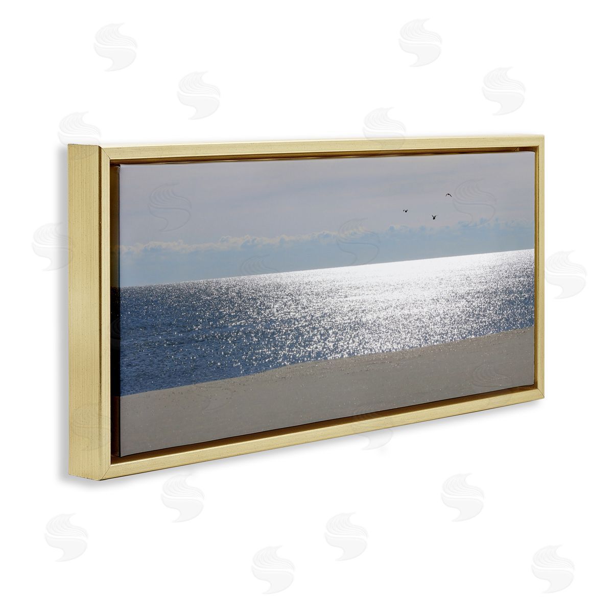 Lori Deiter Sunlit Sparkles on the Sea Gold Floating Frame Canvas Wall Art Print