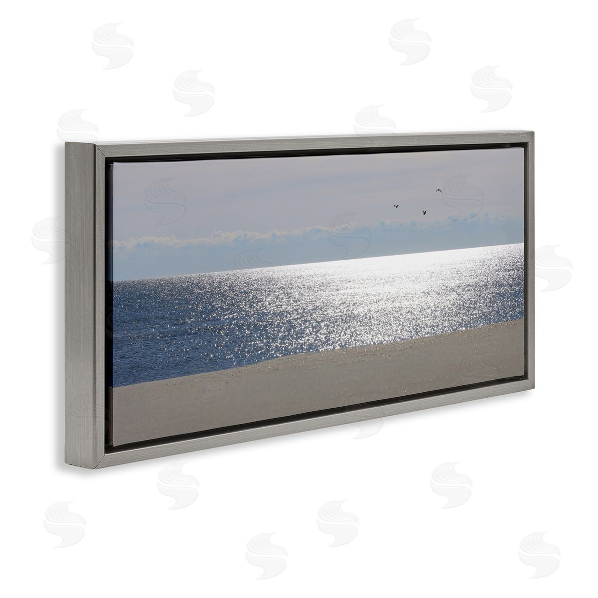 Lori Deiter Sunlit Sparkles on the Sea Gray Floating Frame Canvas Wall Art Print