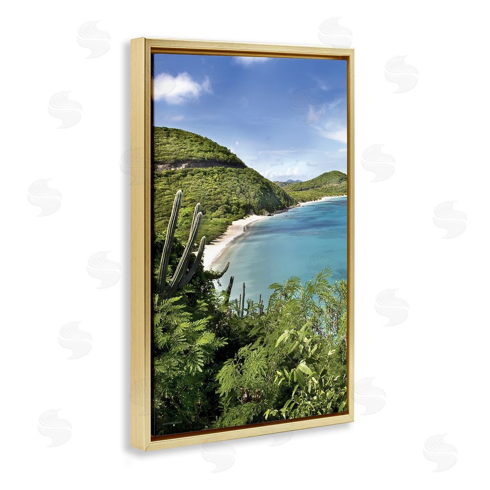 Seven Trees Design Caribbean Overlook View Gold Floating Frame Canvas Wall Art Print