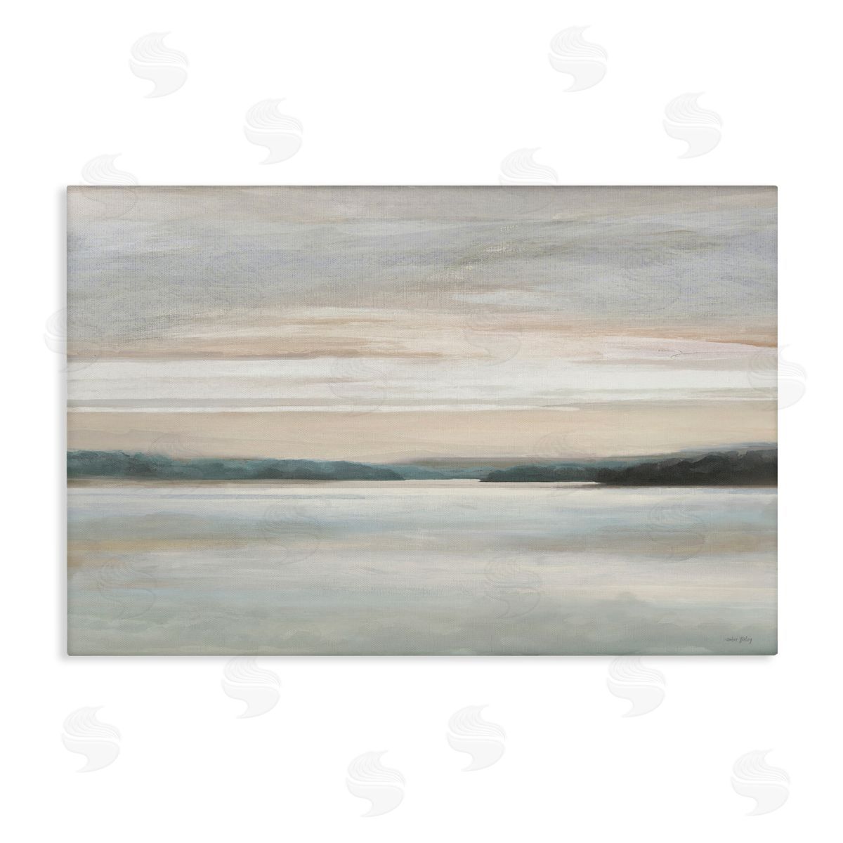 Amber Sterling Muted Lake Abstraction Canvas Wall Art Print