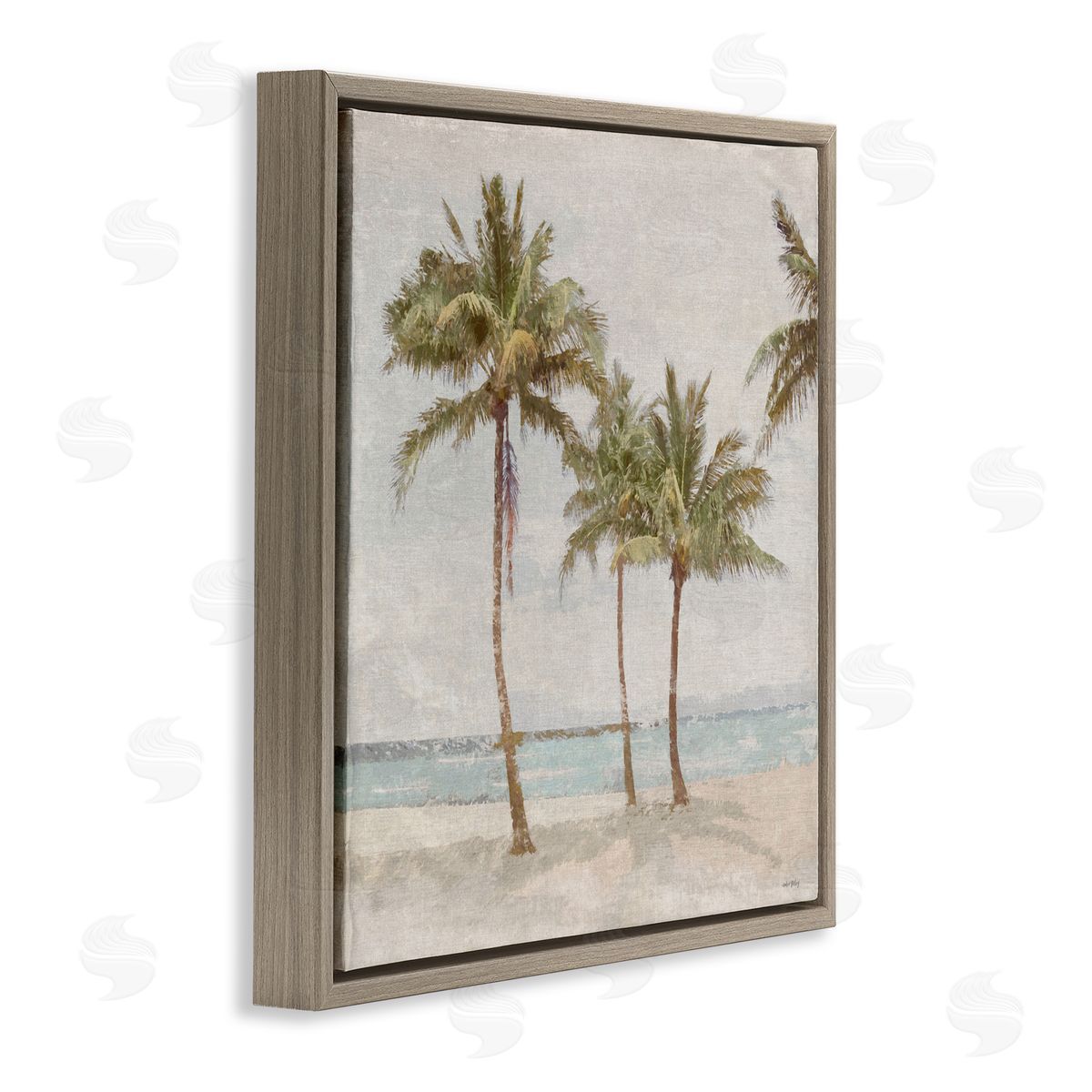 Amber Sterling My Favorite Beach Spot Brown Floating Frame Canvas Wall Art Print