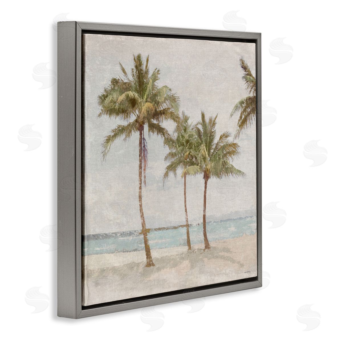 Amber Sterling My Favorite Beach Spot Gray Floating Frame Canvas Wall Art Print