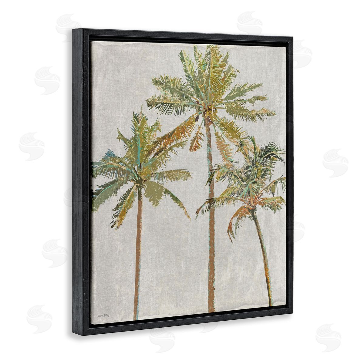Amber Sterling Palm Pals Island Trees Black Floating Frame Canvas Wall Art Print