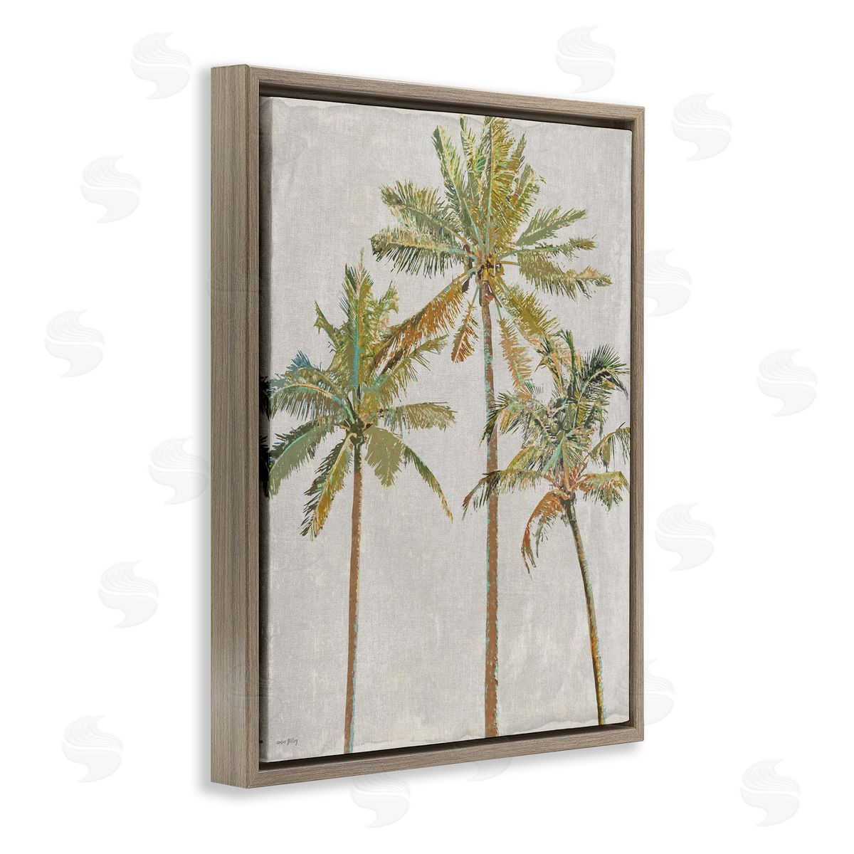 Amber Sterling Palm Pals Island Trees Brown Floating Frame Canvas Wall Art Print