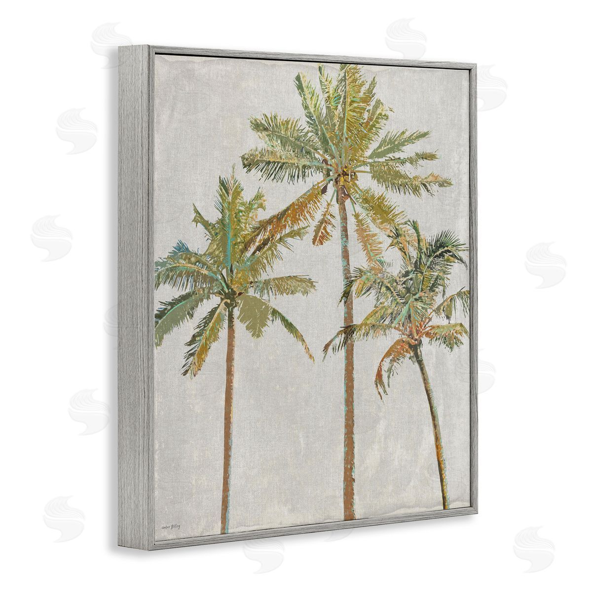 Amber Sterling Palm Pals Island Trees Gray Framed Giclee Wall Art Print