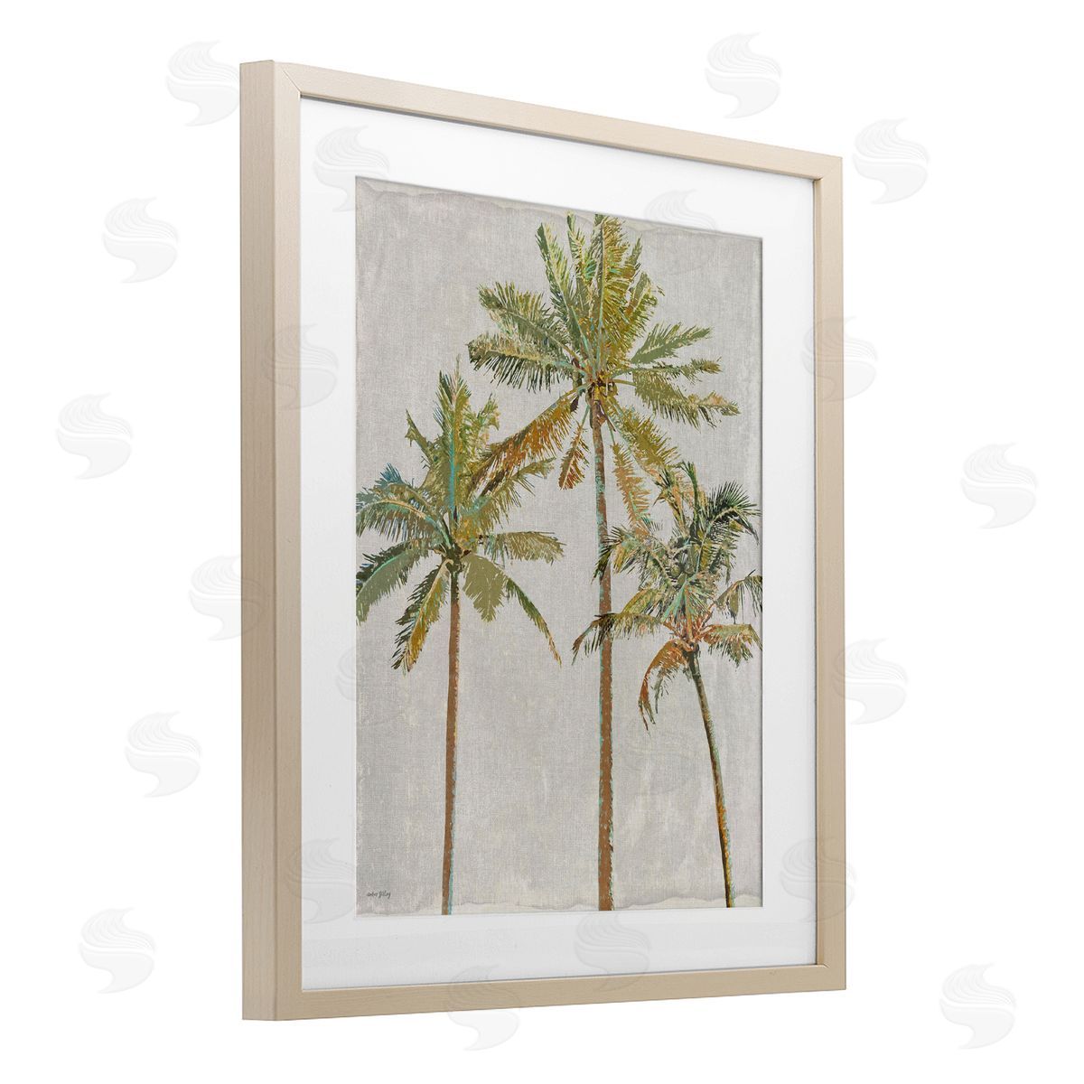 Amber Sterling Palm Pals Island Trees Birch Framed Print Under Glass with White Mat Wall Art