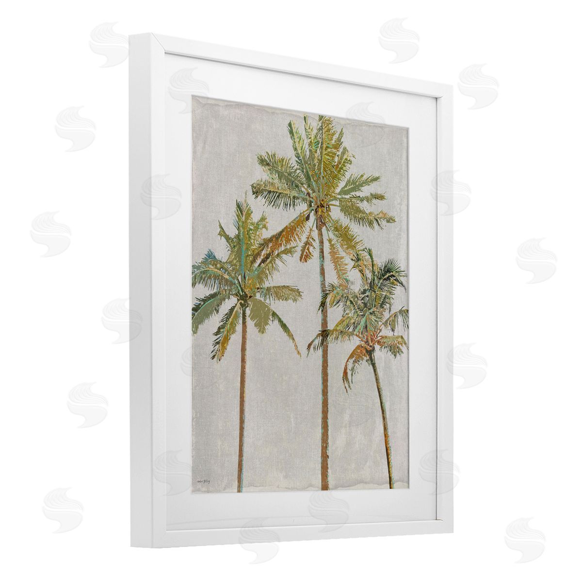 Amber Sterling Palm Pals Island Trees White Framed Print Under Glass with Mat Wall Art