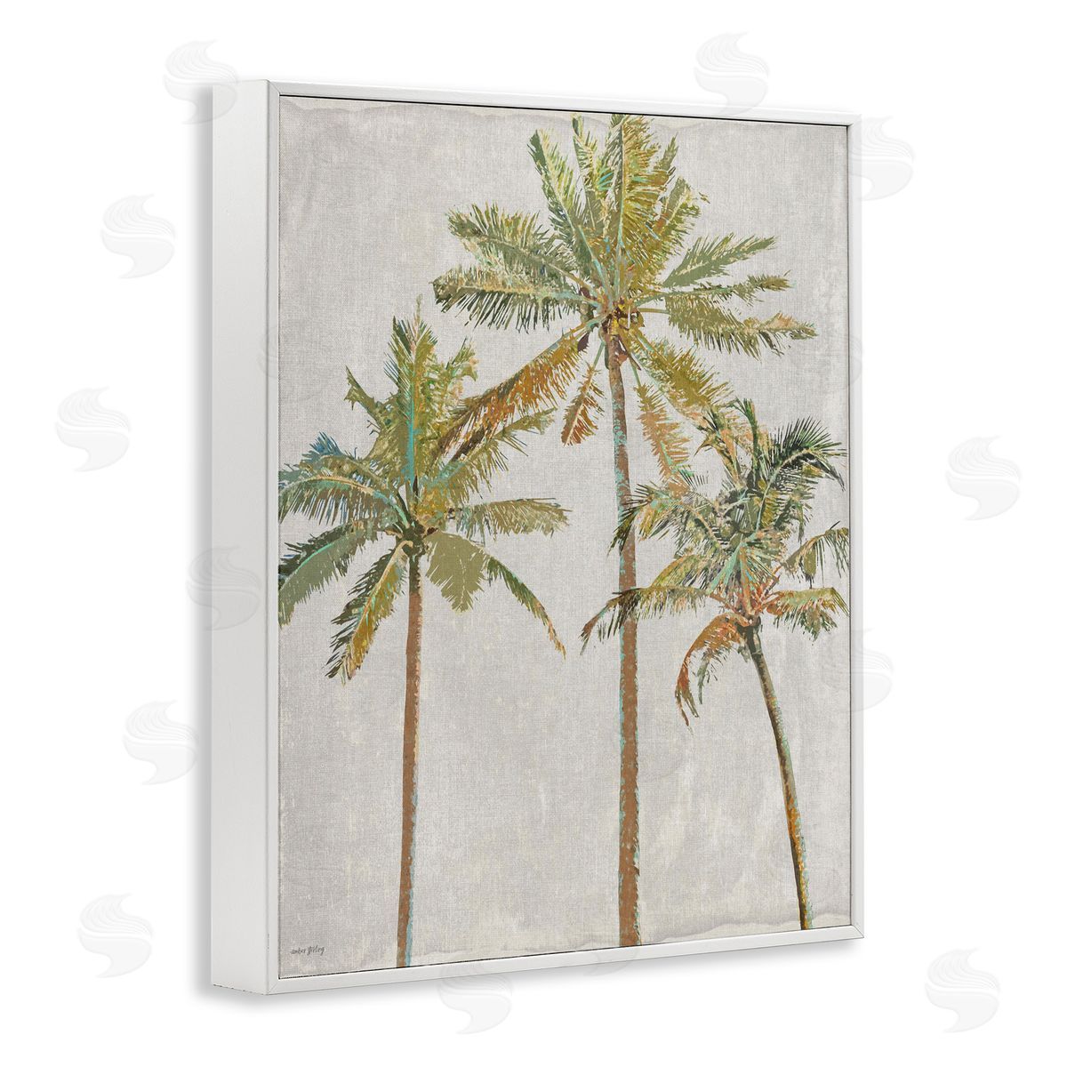 Amber Sterling Palm Pals Island Trees White Framed Giclee Wall Art Print