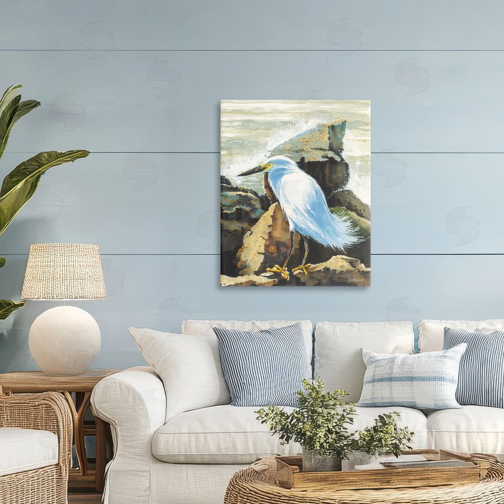 John Rossini Rocky Perch Coastal Cliff Bird Canvas Art on Wall