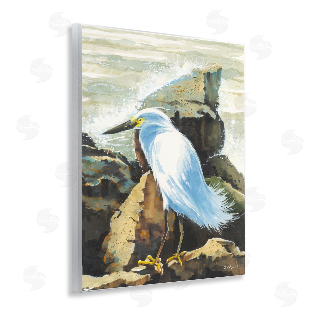John Rossini Rocky Perch Coastal Cliff Bird Wall Plaque Art Print