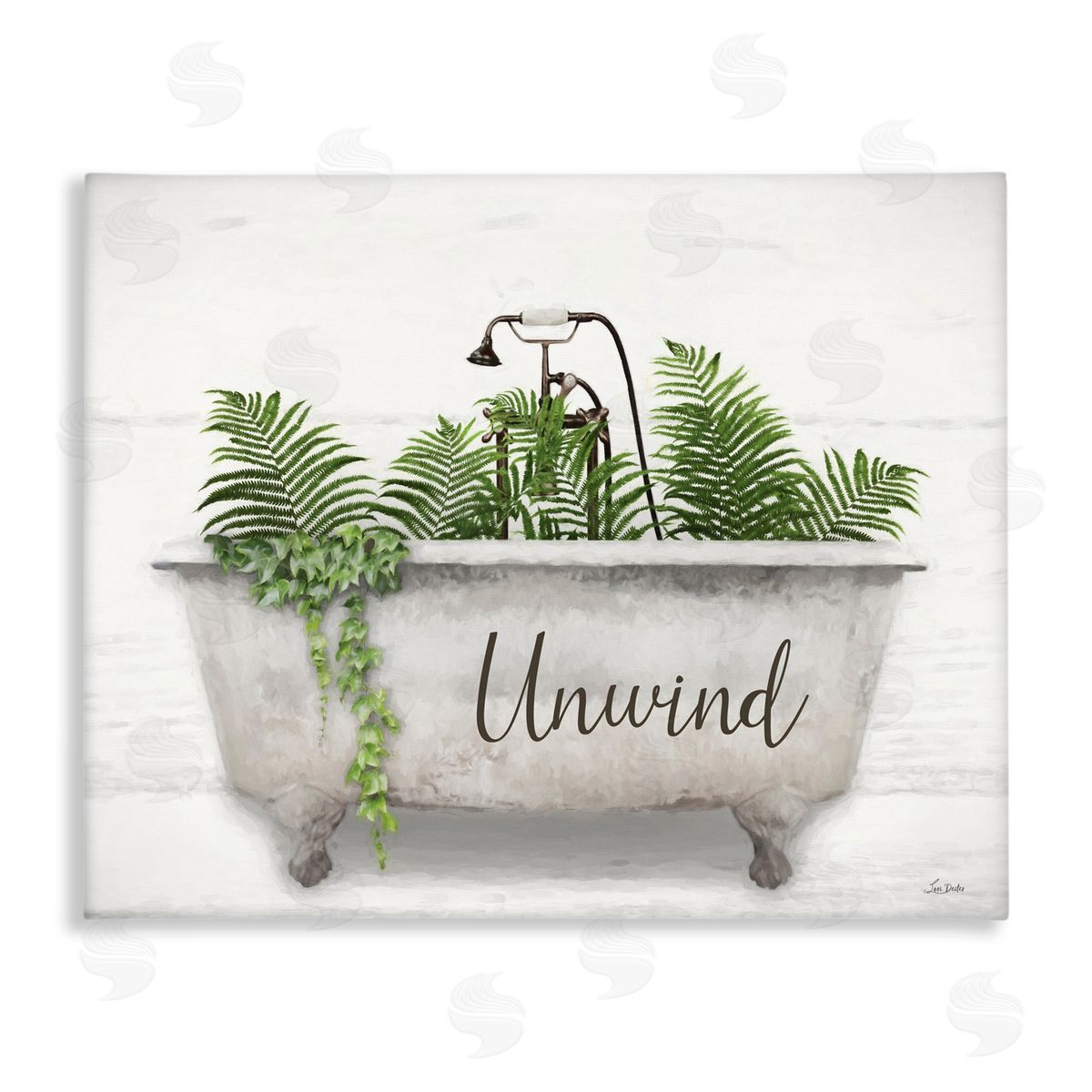 Lori Deiter Unwind Bathtub with Ferns Canvas Wall Art Print