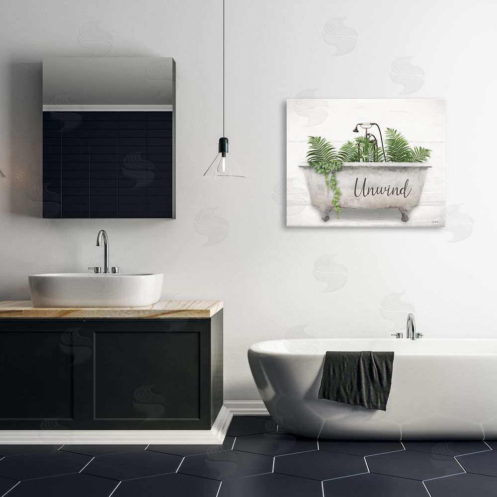 Lori Deiter Unwind Bathtub with Ferns Canvas Art on Wall