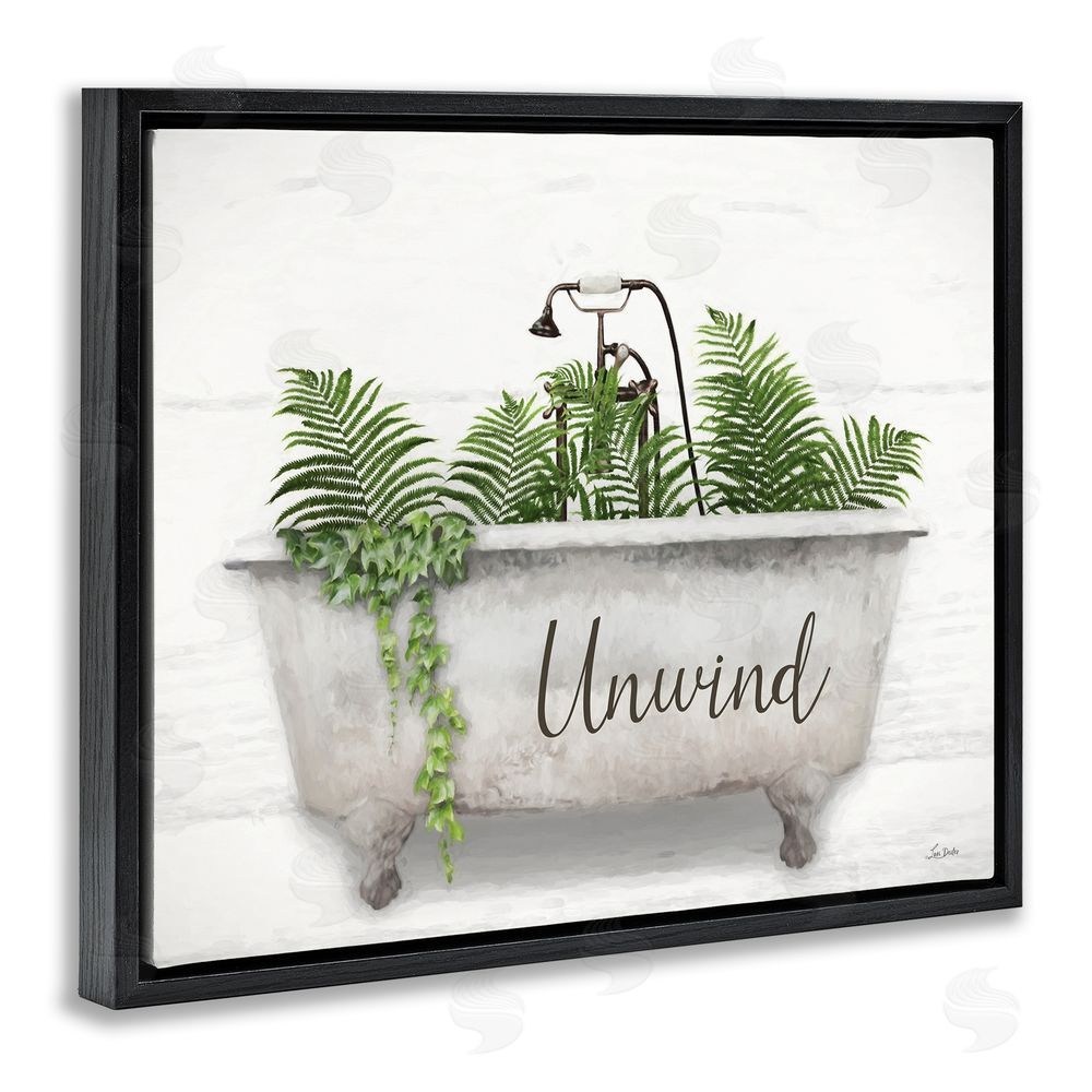 Lori Deiter Unwind Bathtub with Ferns Black Floating Frame Canvas Wall Art Print