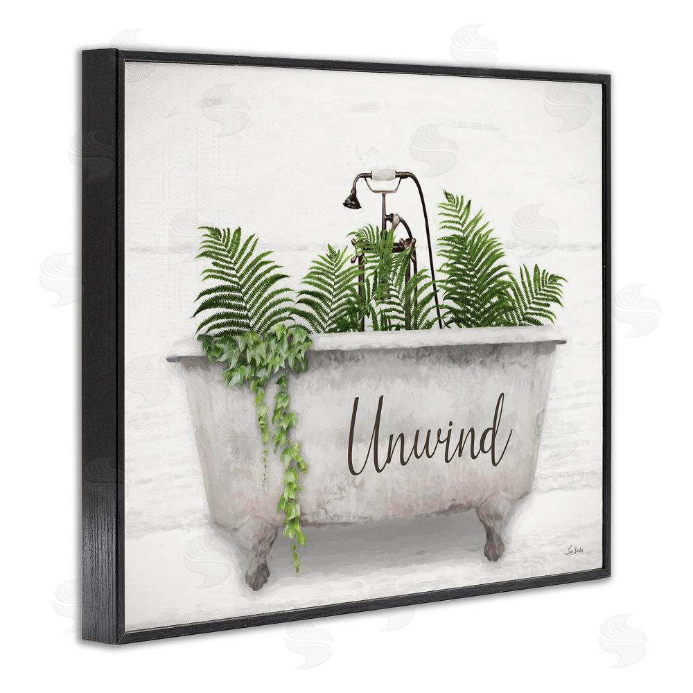 Lori Deiter Unwind Bathtub with Ferns Black Framed Giclee Wall Art Print