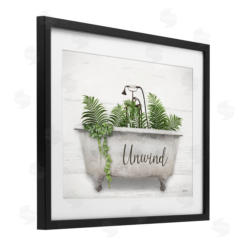Lori Deiter Unwind Bathtub with Ferns Black Framed Print Under Glass with White Mat Wall Art