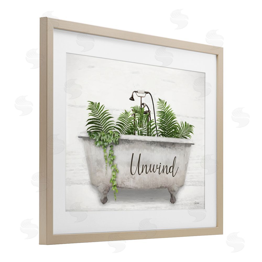 Lori Deiter Unwind Bathtub with Ferns Birch Framed Print Under Glass with White Mat Wall Art
