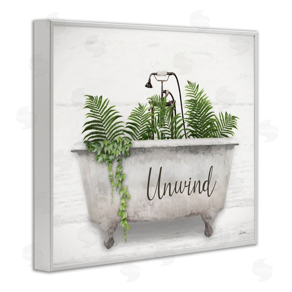 Lori Deiter Unwind Bathtub with Ferns White Framed Giclee Wall Art Print