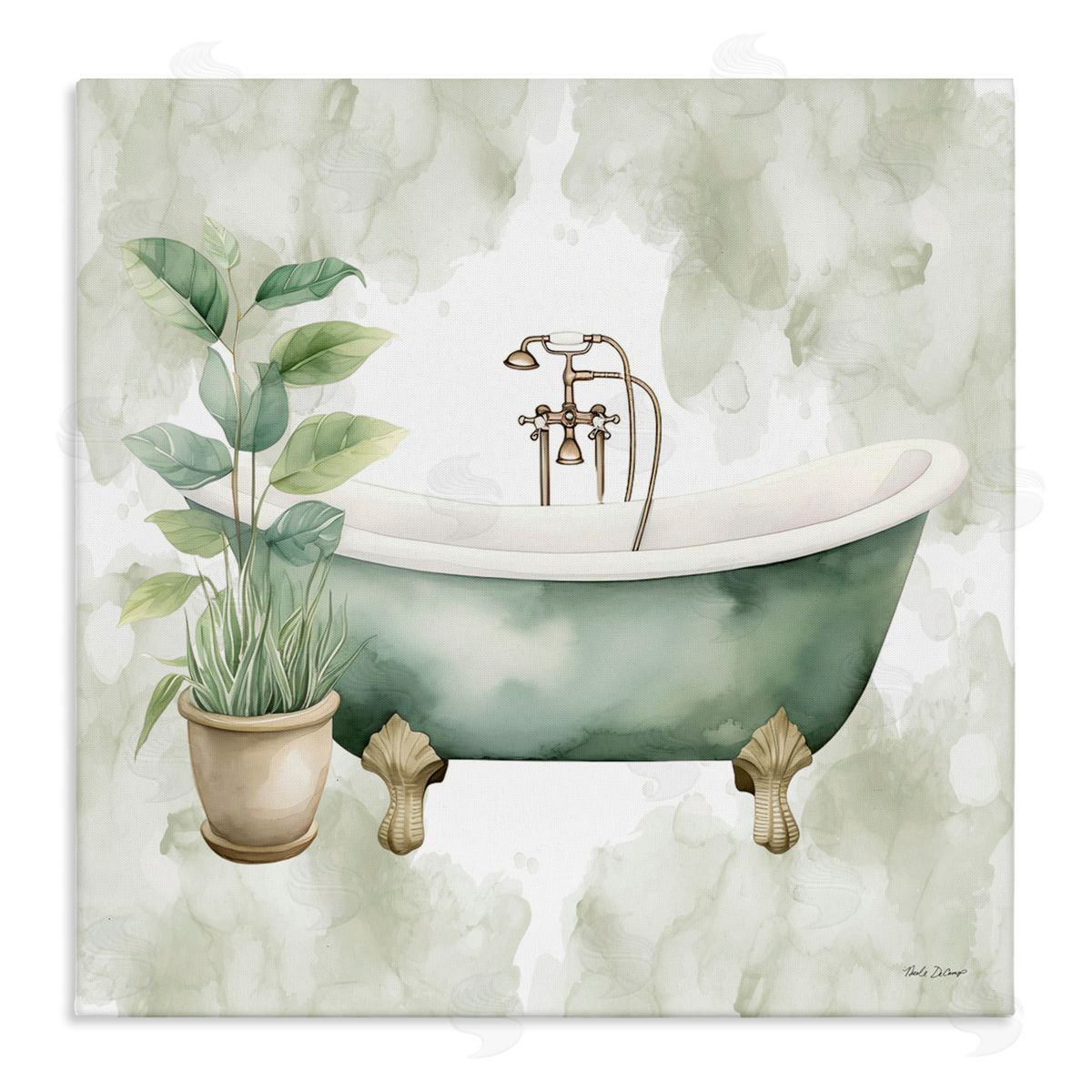 Nicole DeCamp Bath Oasis with Plant Canvas Wall Art Print