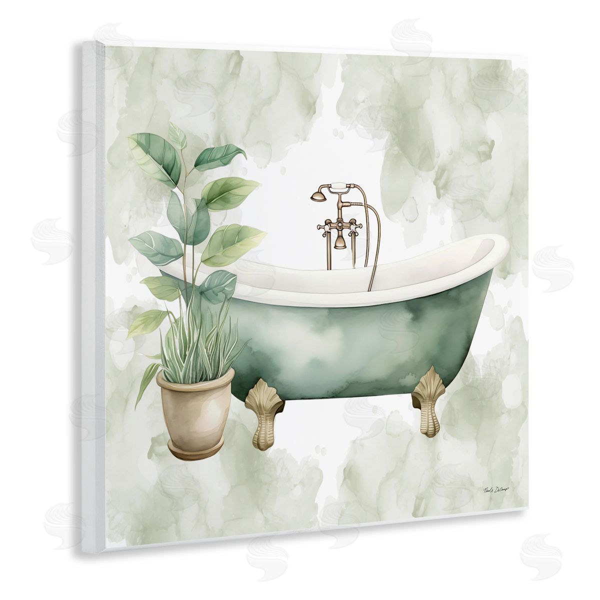 Nicole DeCamp Bath Oasis with Plant Wall Plaque Art Print