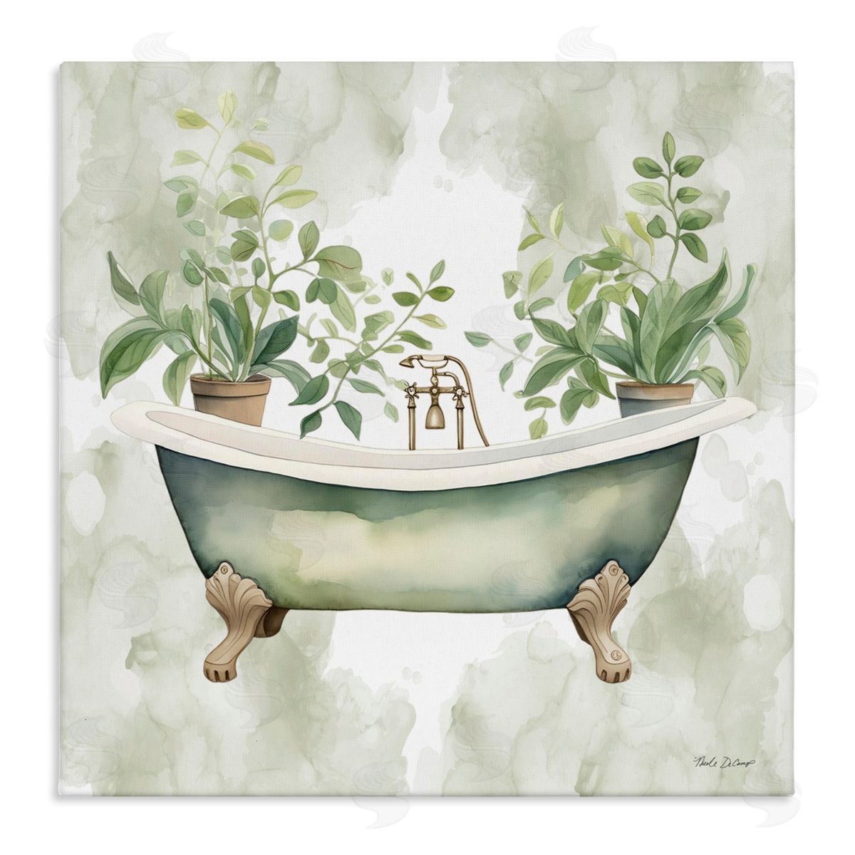 Nicole DeCamp Bath Oasis with Greenery Canvas Wall Art Print
