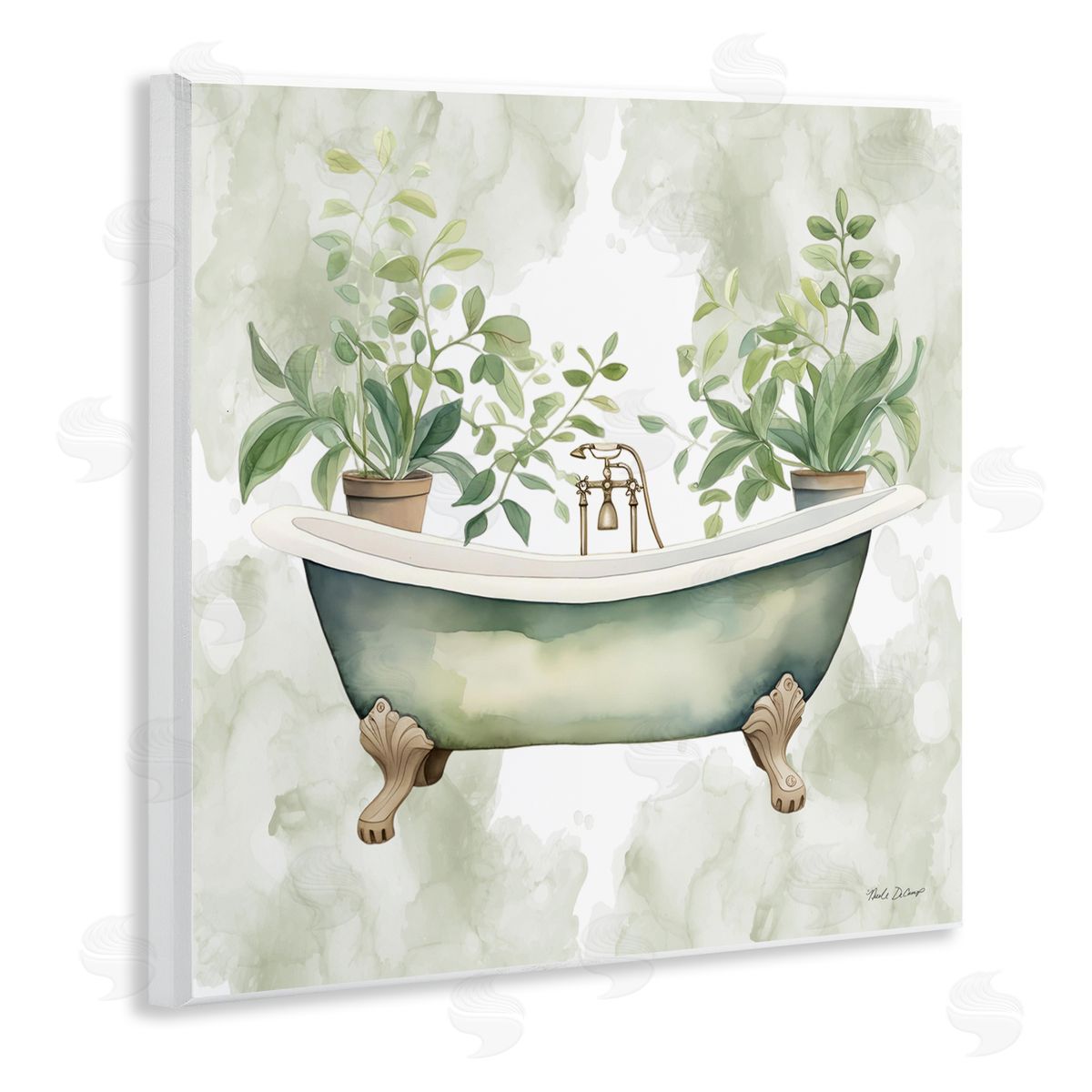 Nicole DeCamp Bath Oasis with Greenery Wall Plaque Art Print
