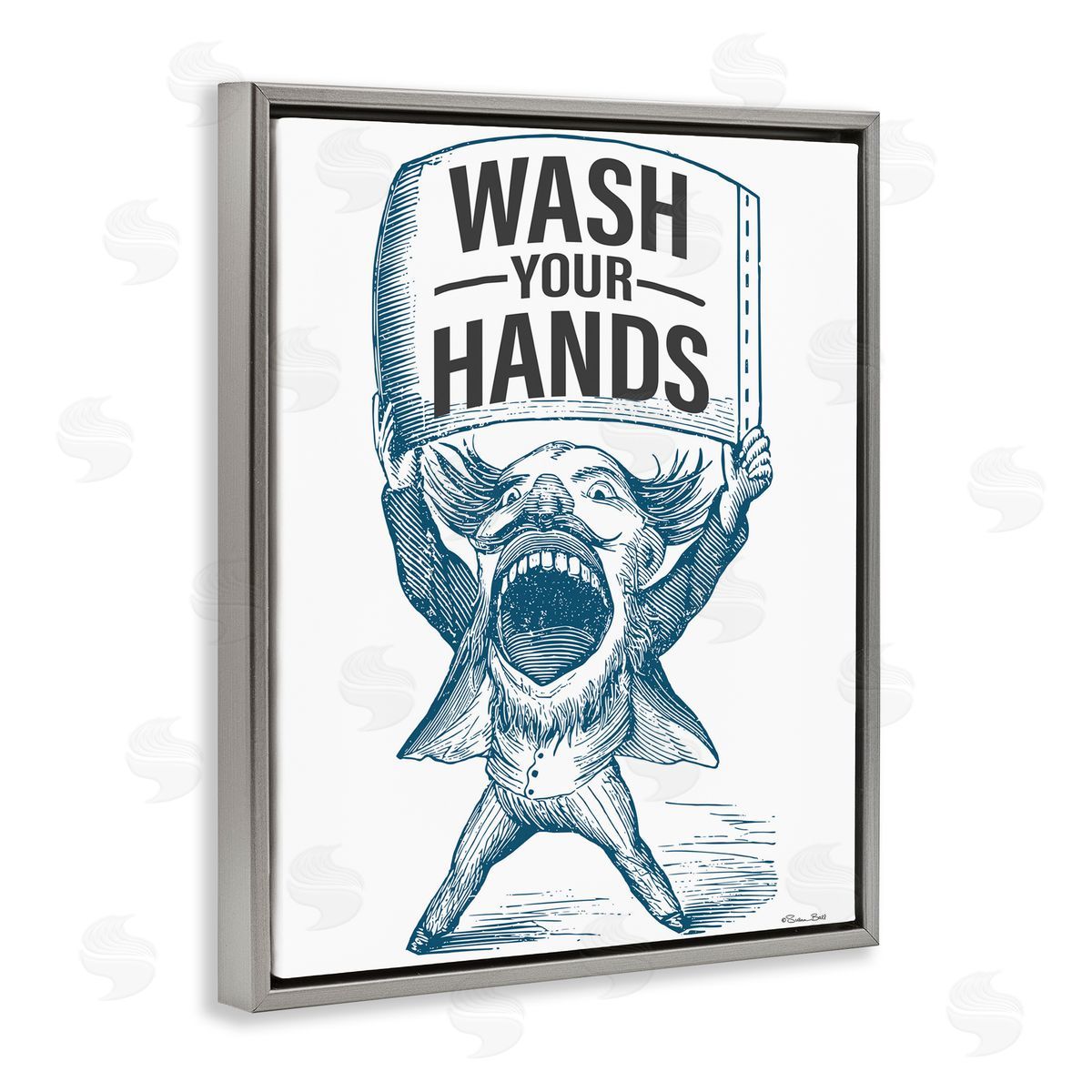 Susan Ball Wash Your Hands Vintage Gray Floating Frame Canvas Wall Art Print
