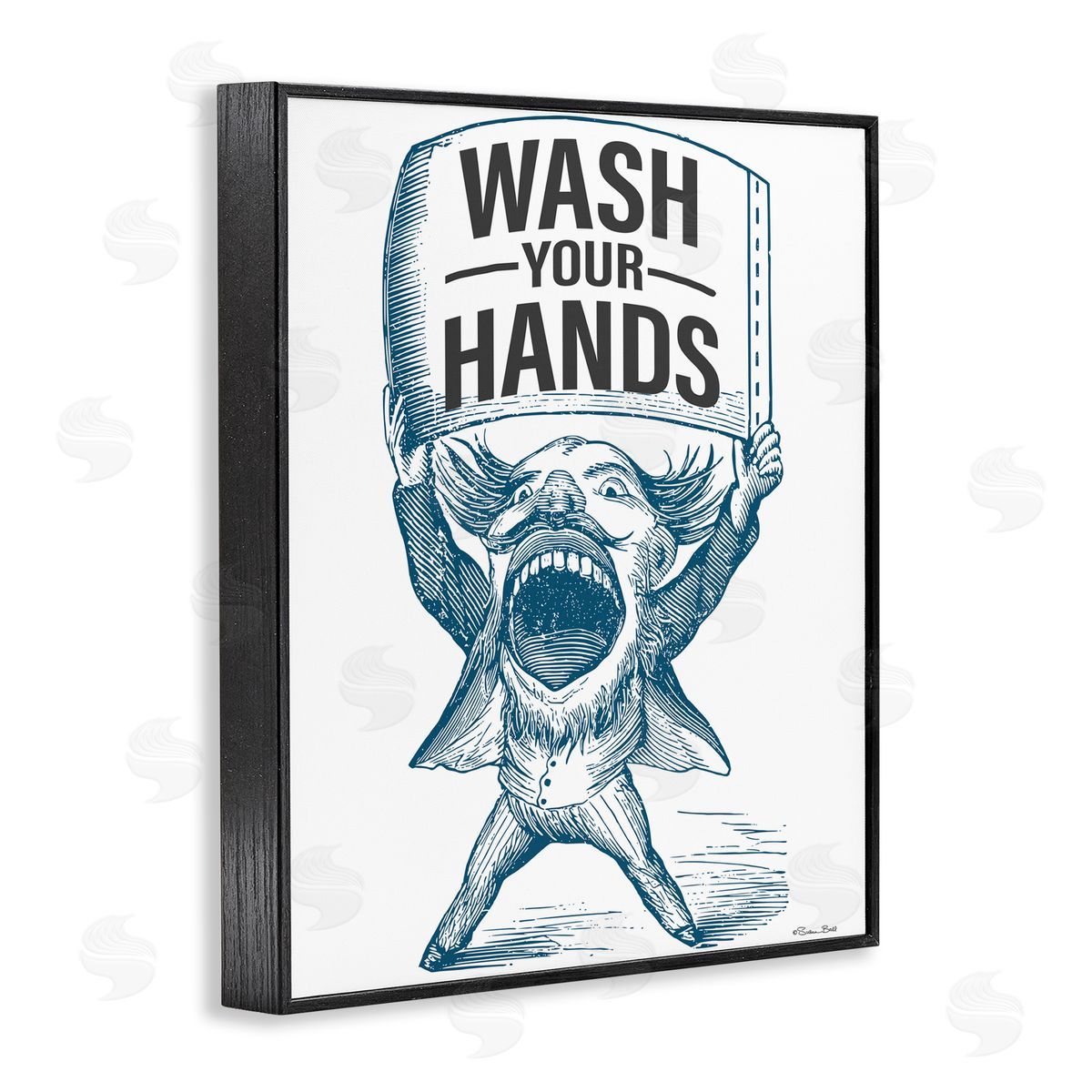 Susan Ball Wash Your Hands Vintage Black Framed Giclee Wall Art Print