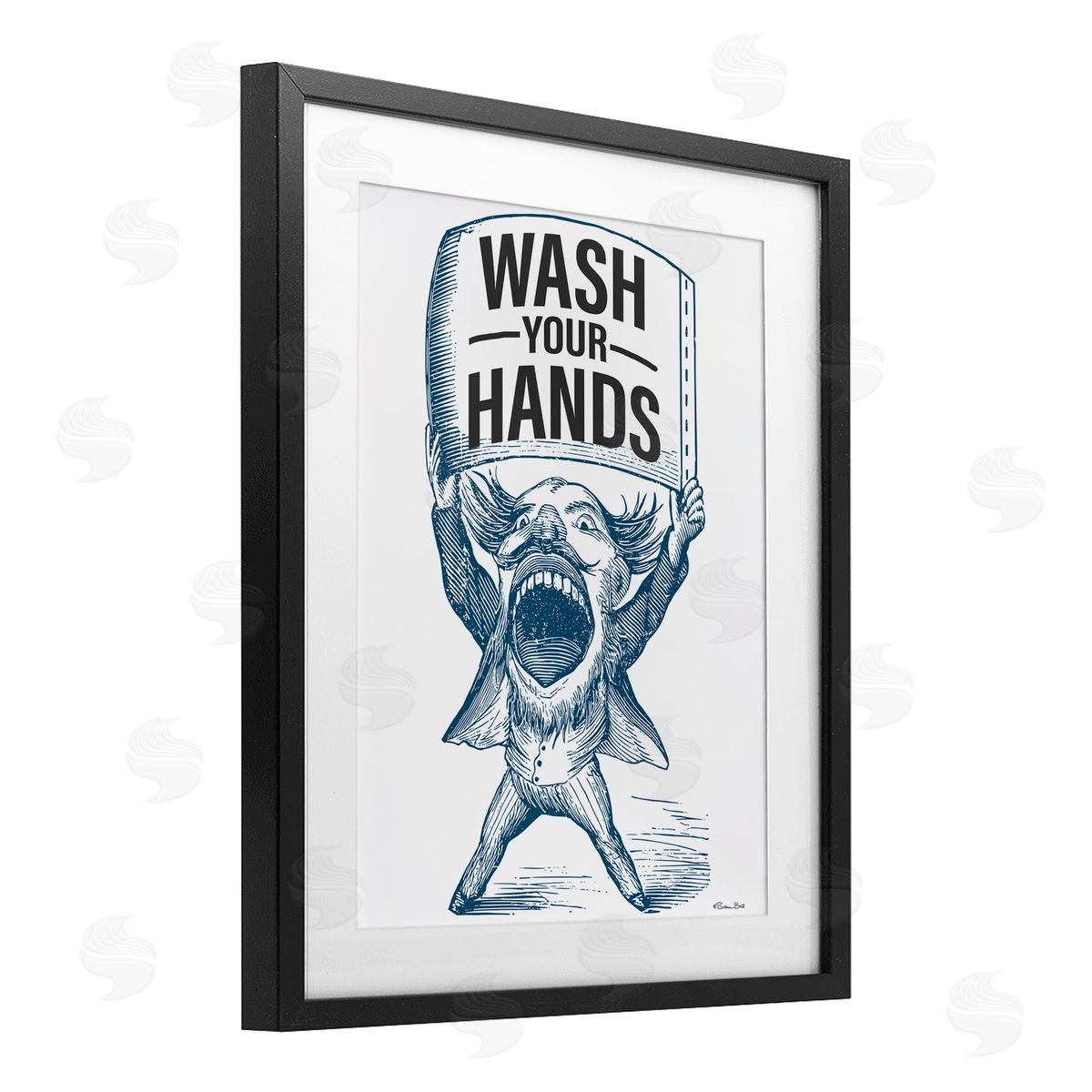 Susan Ball Wash Your Hands Vintage Black Framed Print Under Glass with White Mat Wall Art