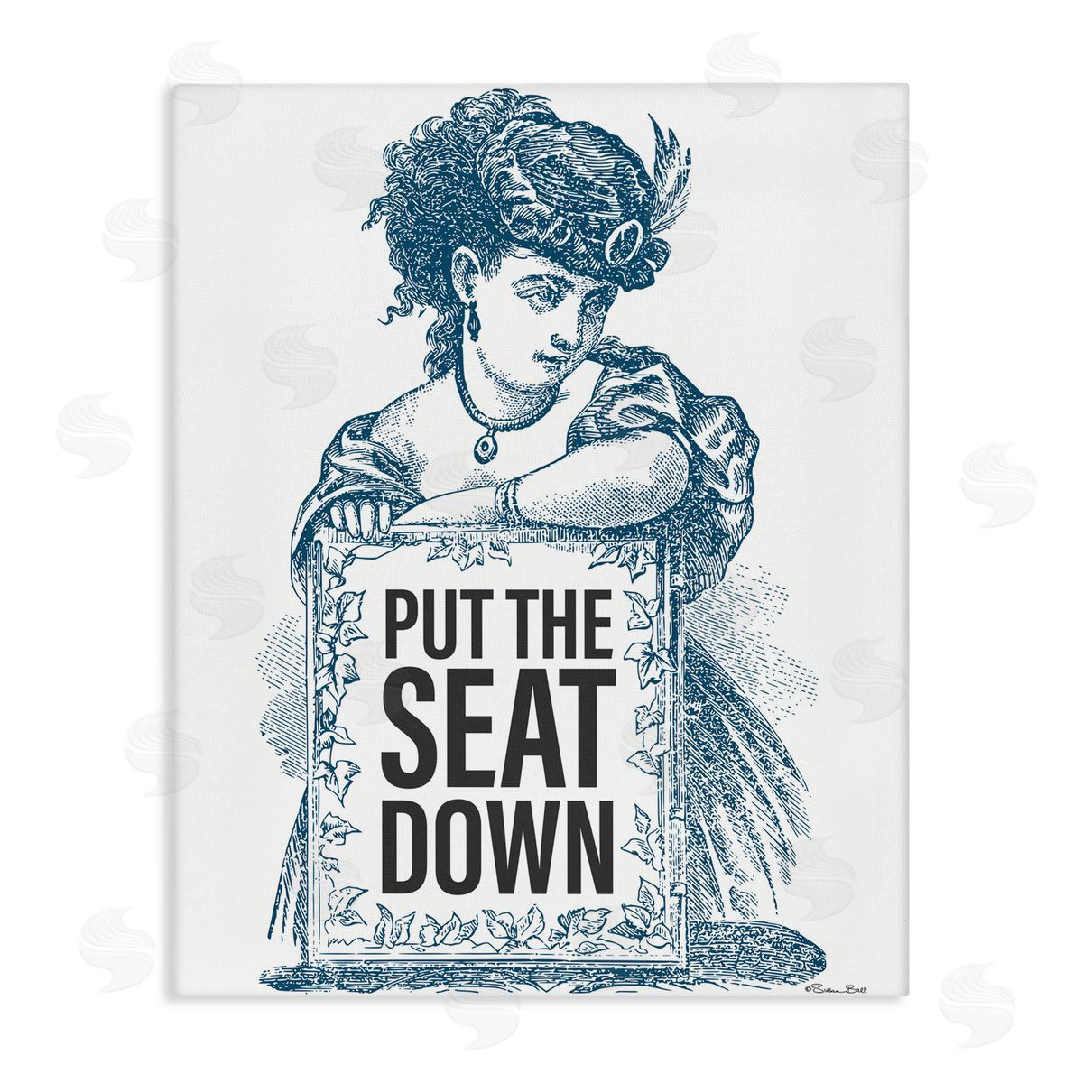 Susan Ball Put The Seat Down Vintage Canvas Wall Art Print