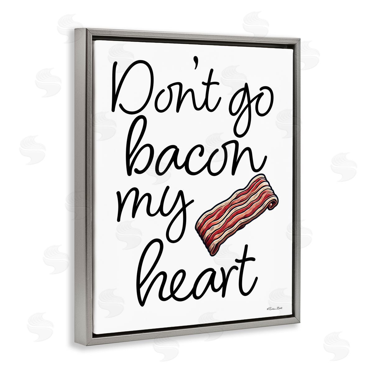 Susan Ball Don't Go Bacon My Heart Gray Floating Frame Canvas Wall Art Print