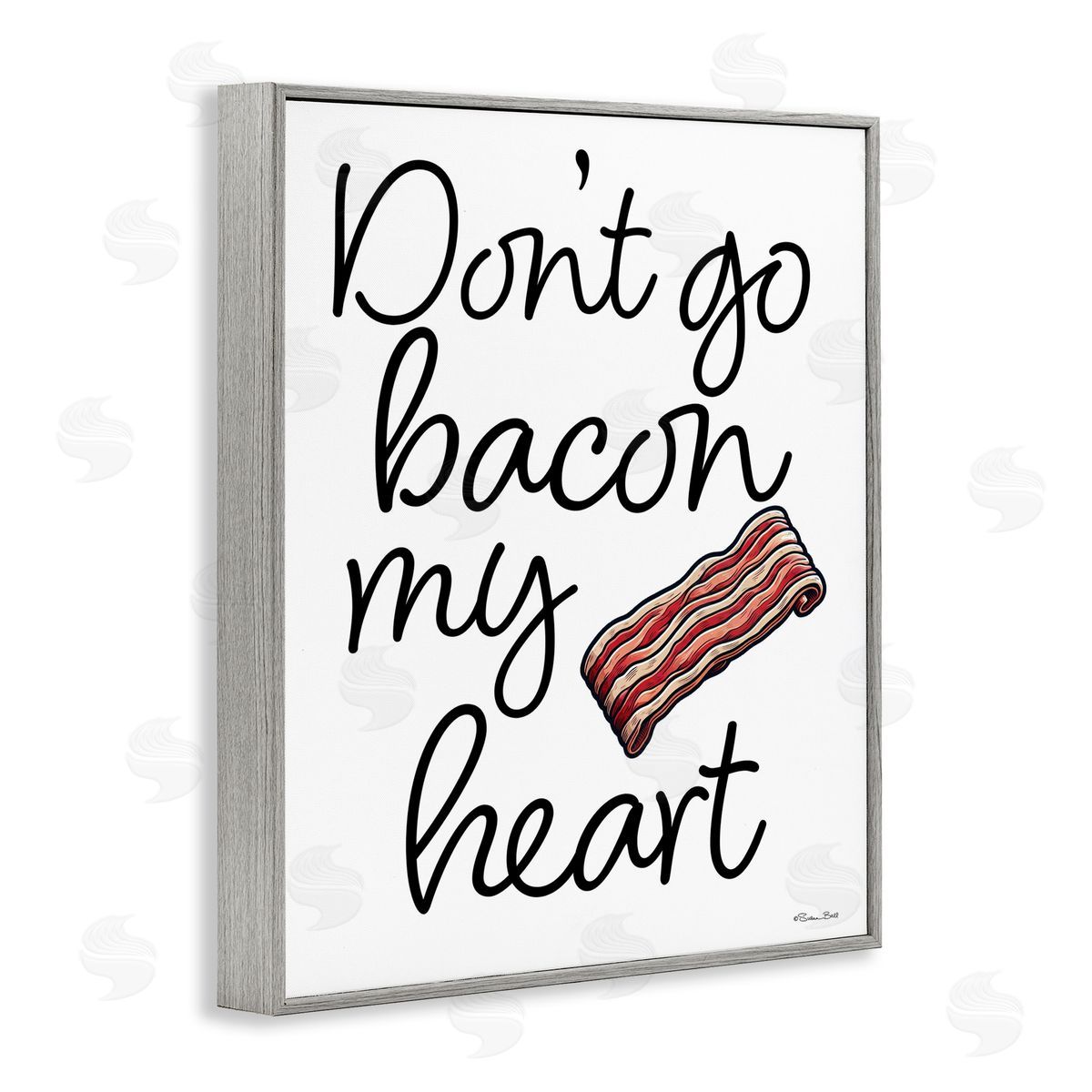 Susan Ball Don't Go Bacon My Heart Gray Framed Giclee Wall Art Print