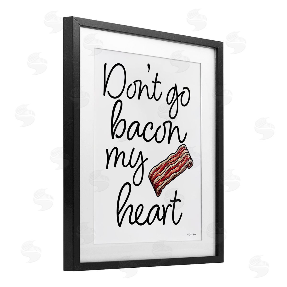 Susan Ball Don't Go Bacon My Heart Black Framed Print Under Glass with White Mat Wall Art