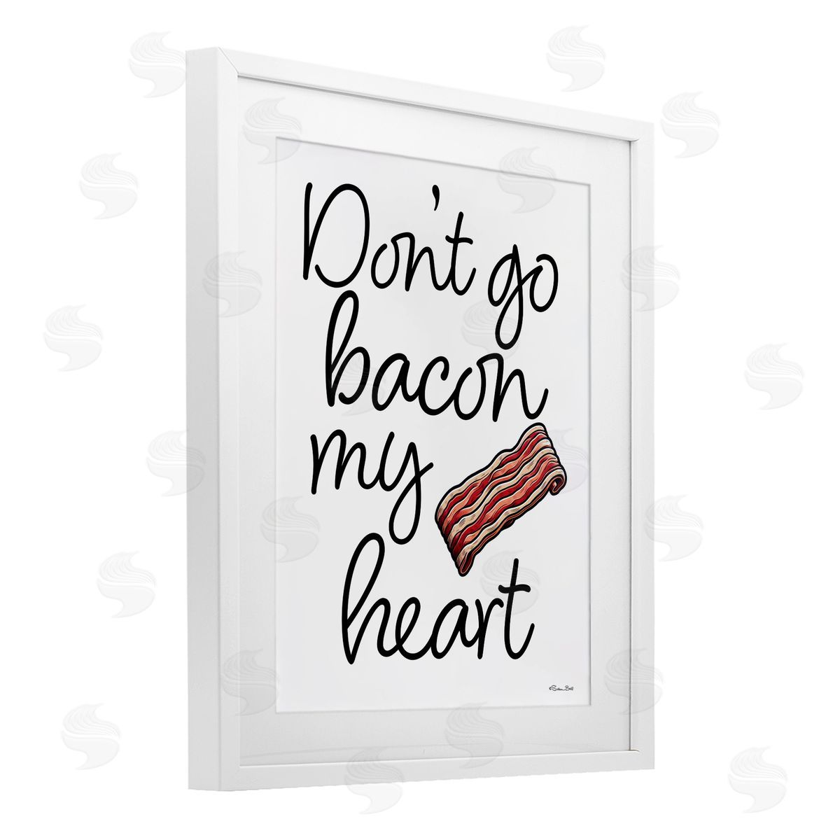 Susan Ball Don't Go Bacon My Heart White Framed Print Under Glass with Mat Wall Art