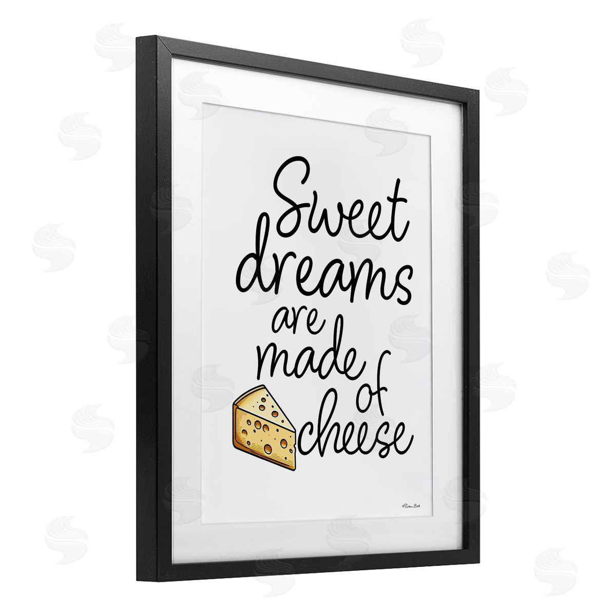 Susan Ball Sweet Dreams Are Made Of Cheese Black Framed Print Under Glass with White Mat Wall Art