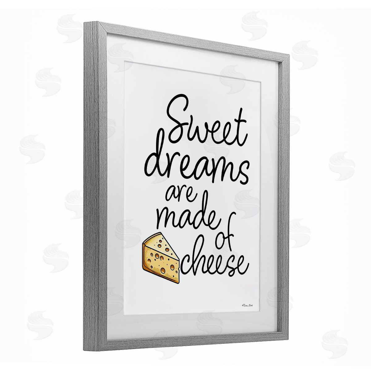 Susan Ball Sweet Dreams Are Made Of Cheese Gray Framed Print Under Glass with White Mat Wall Art