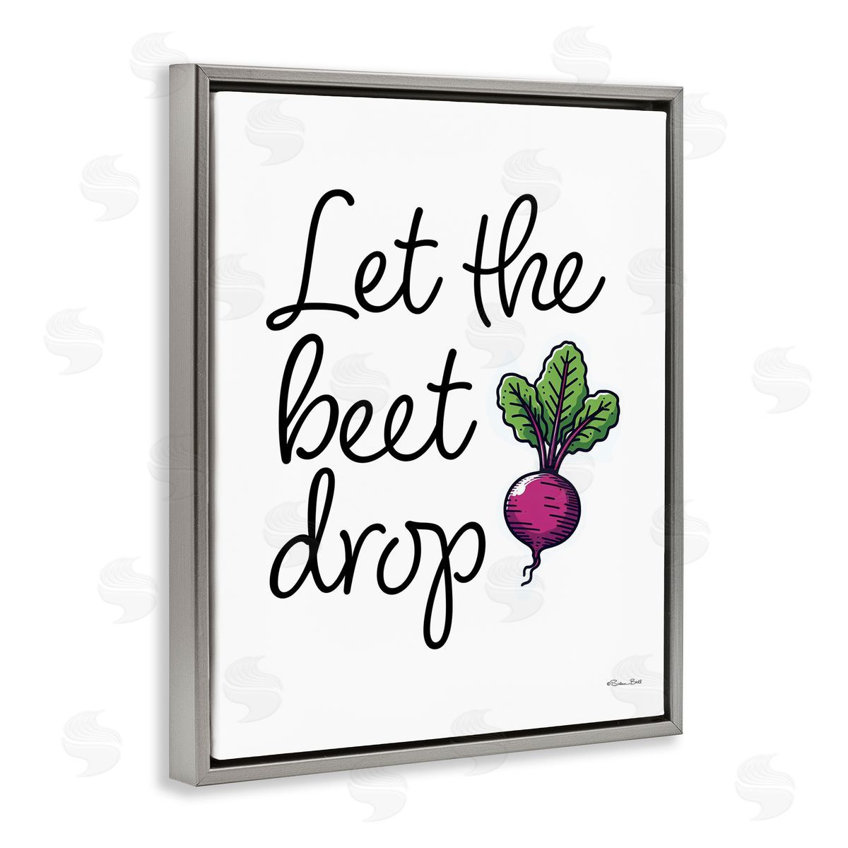 Susan Ball Let The Beet Drop Gray Floating Frame Canvas Wall Art Print