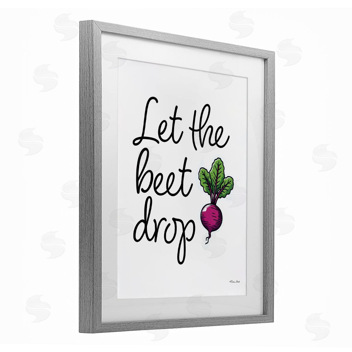 Susan Ball Let The Beet Drop Gray Framed Print Under Glass with White Mat Wall Art