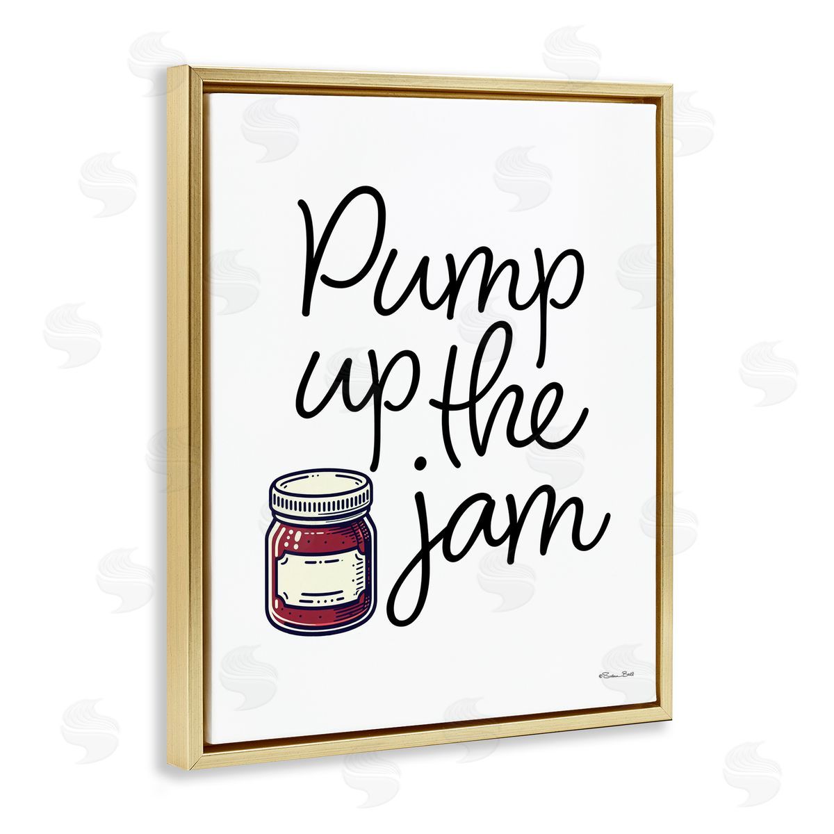 Susan Ball Pump Up The Jam Gold Floating Frame Canvas Wall Art Print